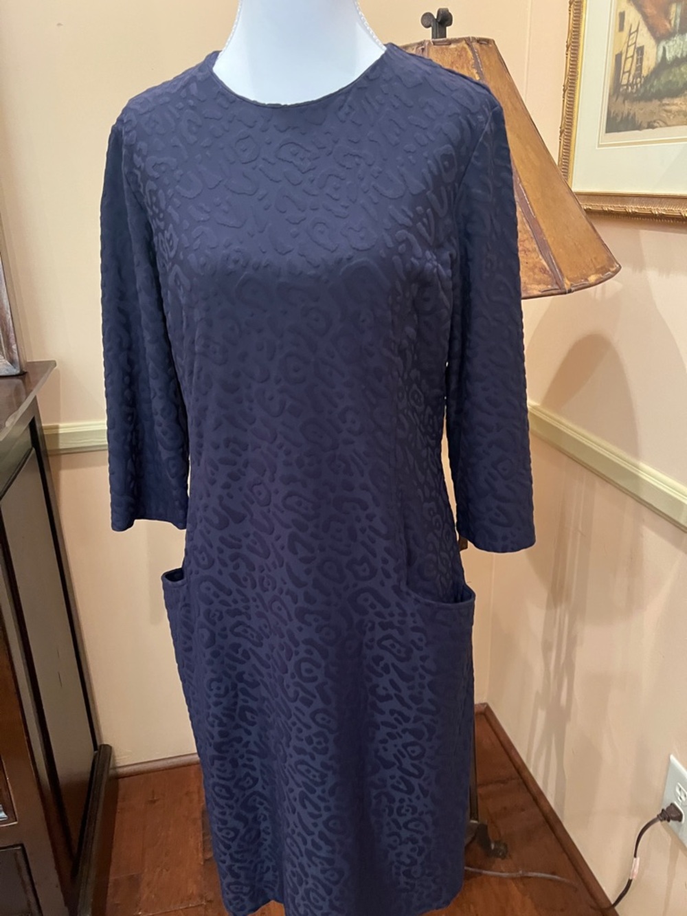J Mclaughlin M Textured Dress with Pockets 3/4 Sleeves
